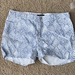 Lafayette 148 white blue printed denim shorts 14